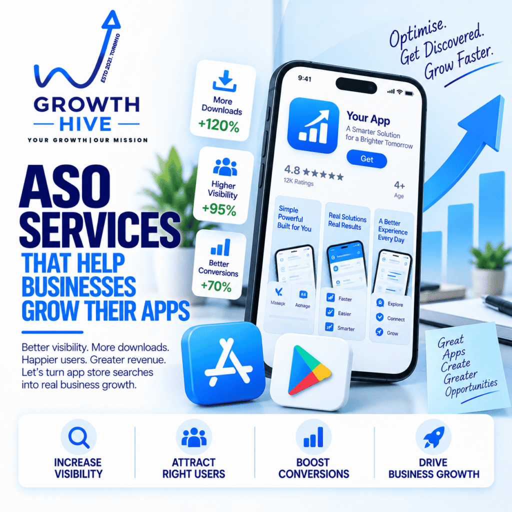 Discover how ASO services help businesses improve app visibility, attract relevant users, increase downloads, boost conversions, and grow app revenue.